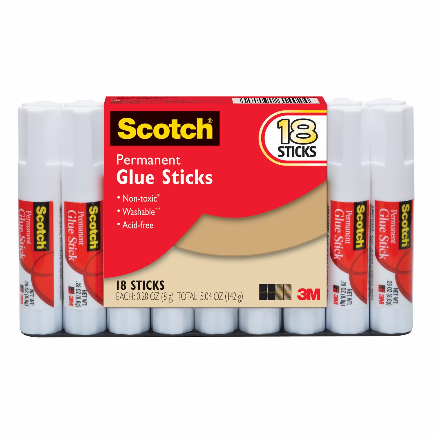 Scotch Permanent Glue Sticks - 4 Sticks - Non-Toxic, Washable, Acid Free NEW