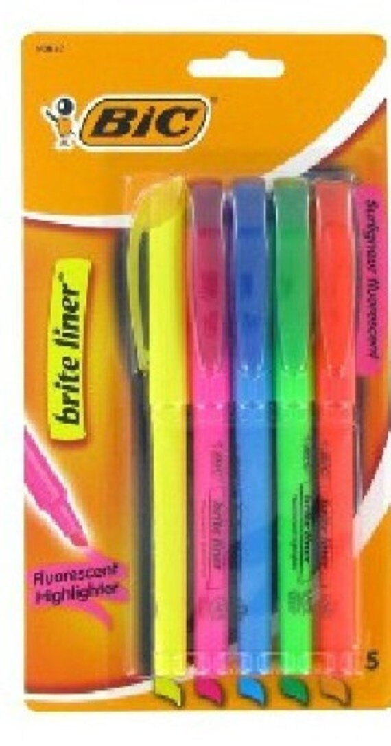 BIC Brite Liner Highlighter Pen-style 9 Highlighters - Etsy Norway