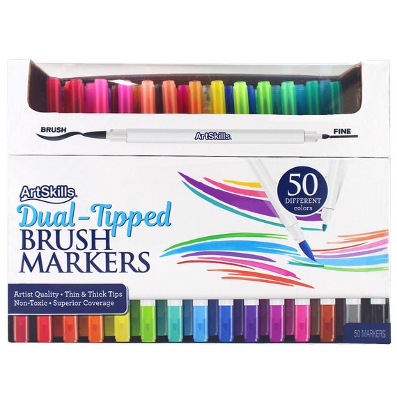 Artskills Dual-tipped Brush Markers, 50 Count 