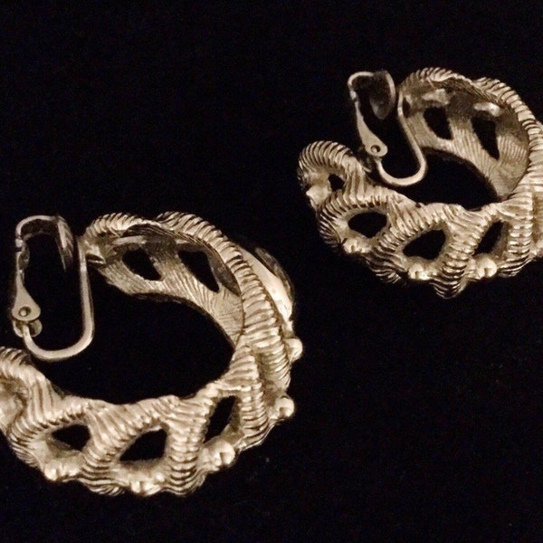 Pauline Rader Vintage Hoop Earrings, Couture, Designer, Jewelry, Silver, Bold, Gift, Signed