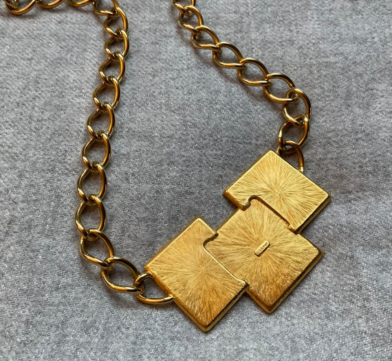 MONET Modernist Geo Enamel Pendant Necklace, Gold… - image 4
