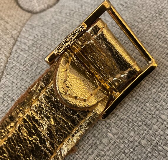 Whiting & Davis Gold Mesh and Leather Belt, Vinta… - image 6