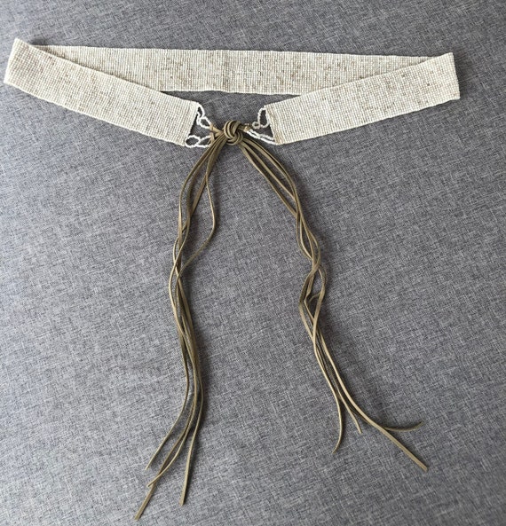 Vintage African Glass Beaded Tie Belt, Kenya, Art… - image 2