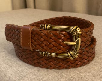 NWOT DKNY Weaved leather belt NEW NWOT LEATHER GOODS LEATHER WOVEN BELT SZ 32-24 | eBay main image 4
