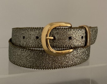 80s or 90s Gold Glitter Western Style Belt With Silver Tone  display picture 2