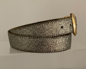 ELITE Accessories Silver Glitter Vintage Belt, Gold Buckle  display picture 3