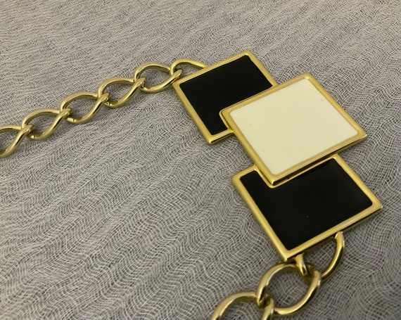 MONET Modernist Geo Enamel Pendant Necklace, Gold… - image 7