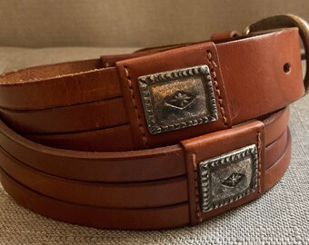 Womens Brooks Brothers Leather /logo Textile Navy Belt  display picture 3