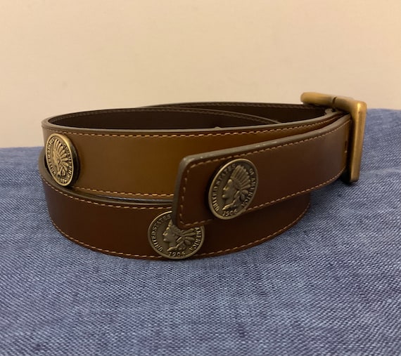 Brooks Brothers Indian Head Medallion Belt, Vintage, Womens, Brown Leather,  Italy 