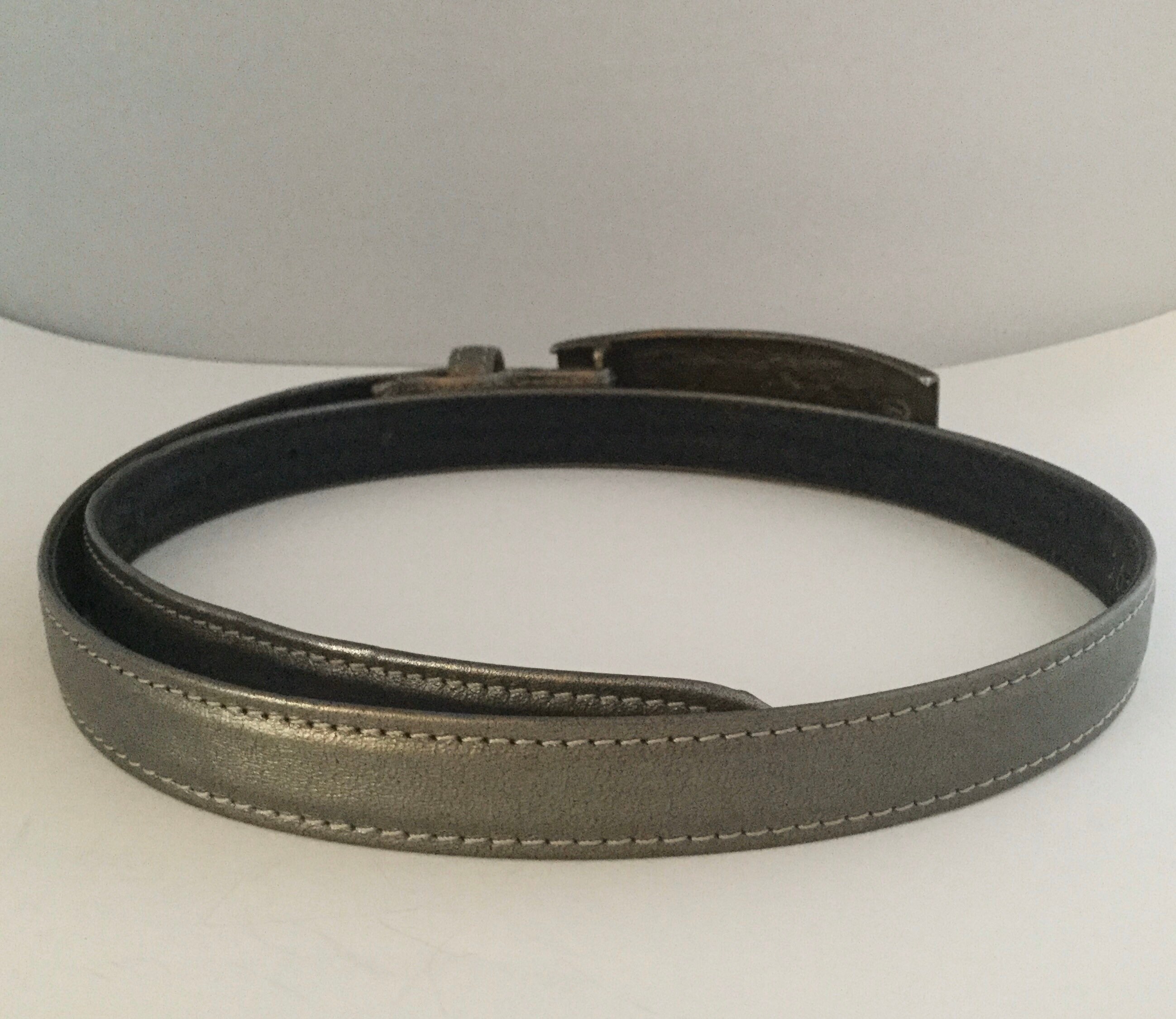Vintage Carlisle Pewter Leather Belt Gunmetal Belt Metallic | Etsy