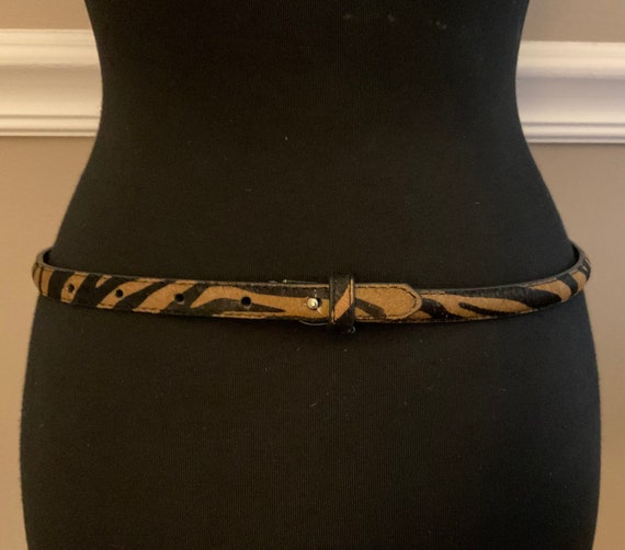 Tiger Stripe Calf Hair Patent Bow Belt, Vintage, … - image 3