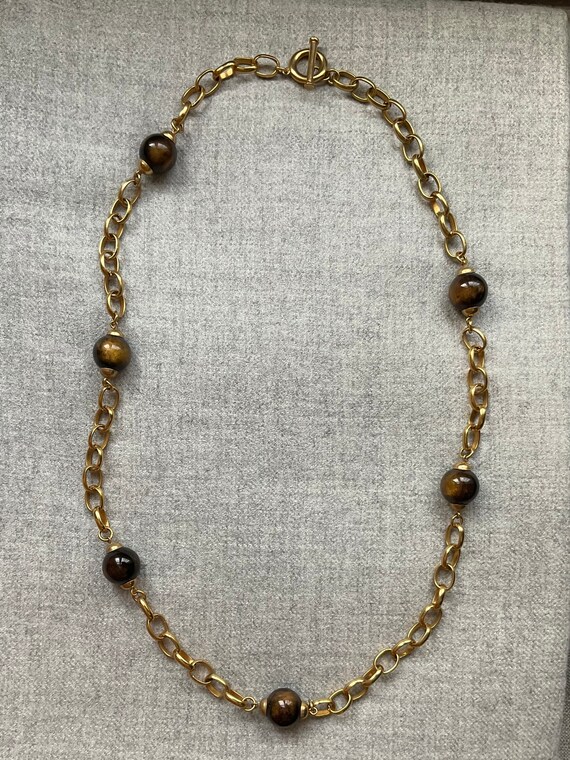 Bold Vintage Banana Republic Tigers Eye Necklace,… - image 4