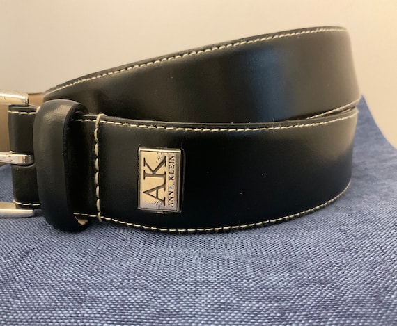 ANNE KLEIN Vintage Black Leather Belt, Contoured, Womens  display picture 2