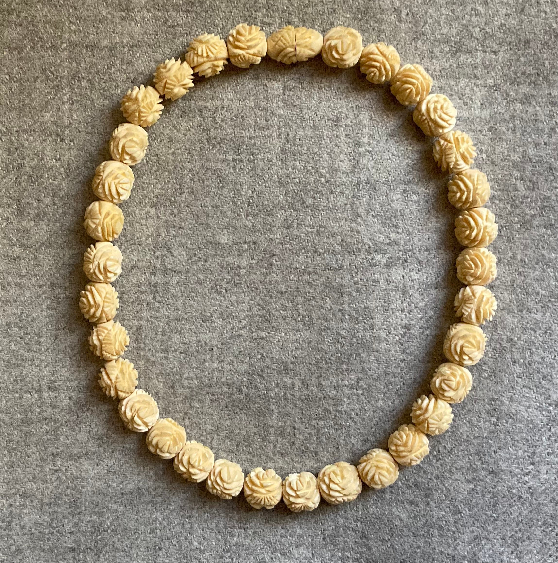 Vintage Celluloid Carved Rose Necklace 