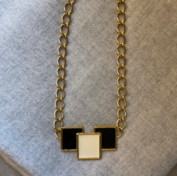MONET Modernist Geo Enamel Pendant Necklace, Gold… - image 5