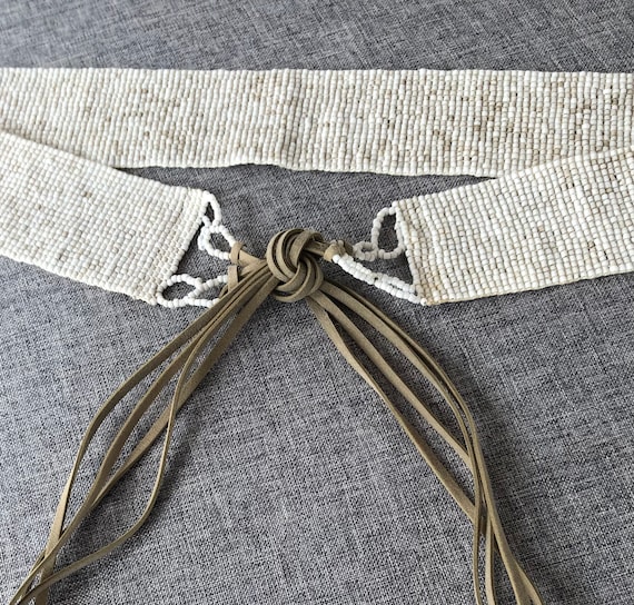 Vintage African Glass Beaded Tie Belt, Kenya, Art… - image 1