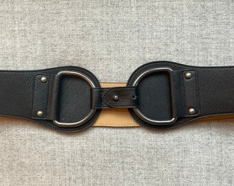 Womens Brooks Brothers Leather /logo Textile Navy Belt  display picture 1