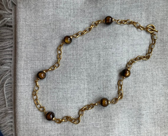 Bold Vintage Banana Republic Tigers Eye Necklace,… - image 2