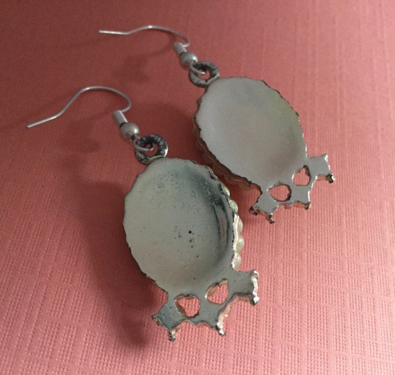 Vintage Czech Glass Earrings, Speckled Egg Jewelr… - image 2