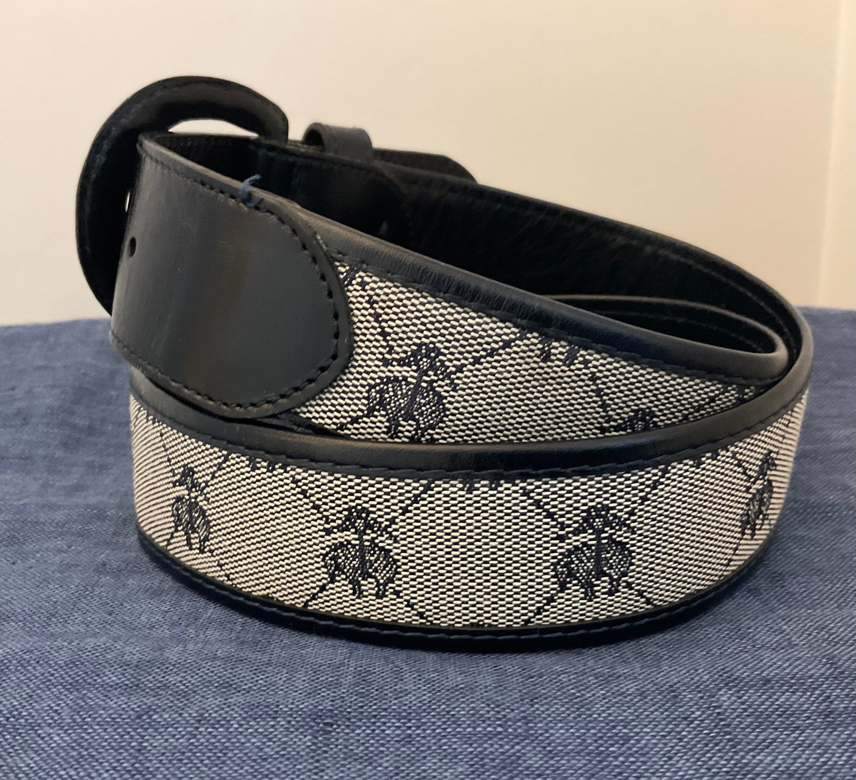 Womens Brooks Brothers Leather /logo Textile Navy Belt  display picture 1