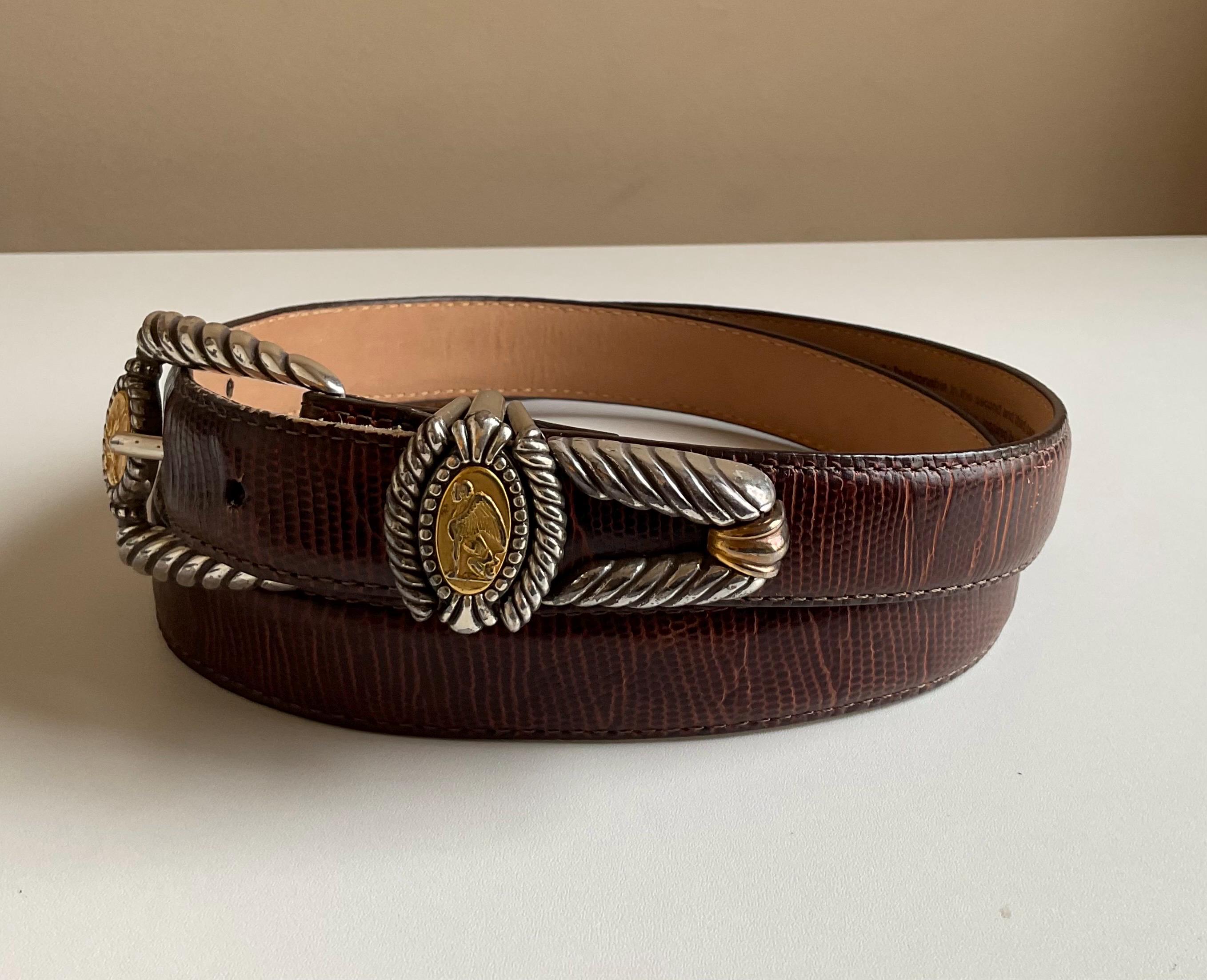 Brighton Museum Coin Belt Embossed Leather Brighton Brighton Museum Collection Black Leather Belt Coins  main image 3