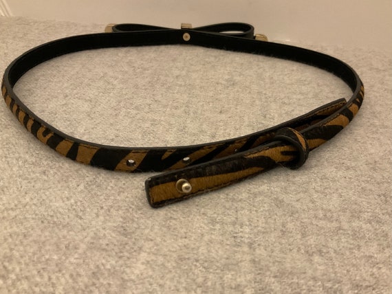 Tiger Stripe Calf Hair Patent Bow Belt, Vintage, … - image 6