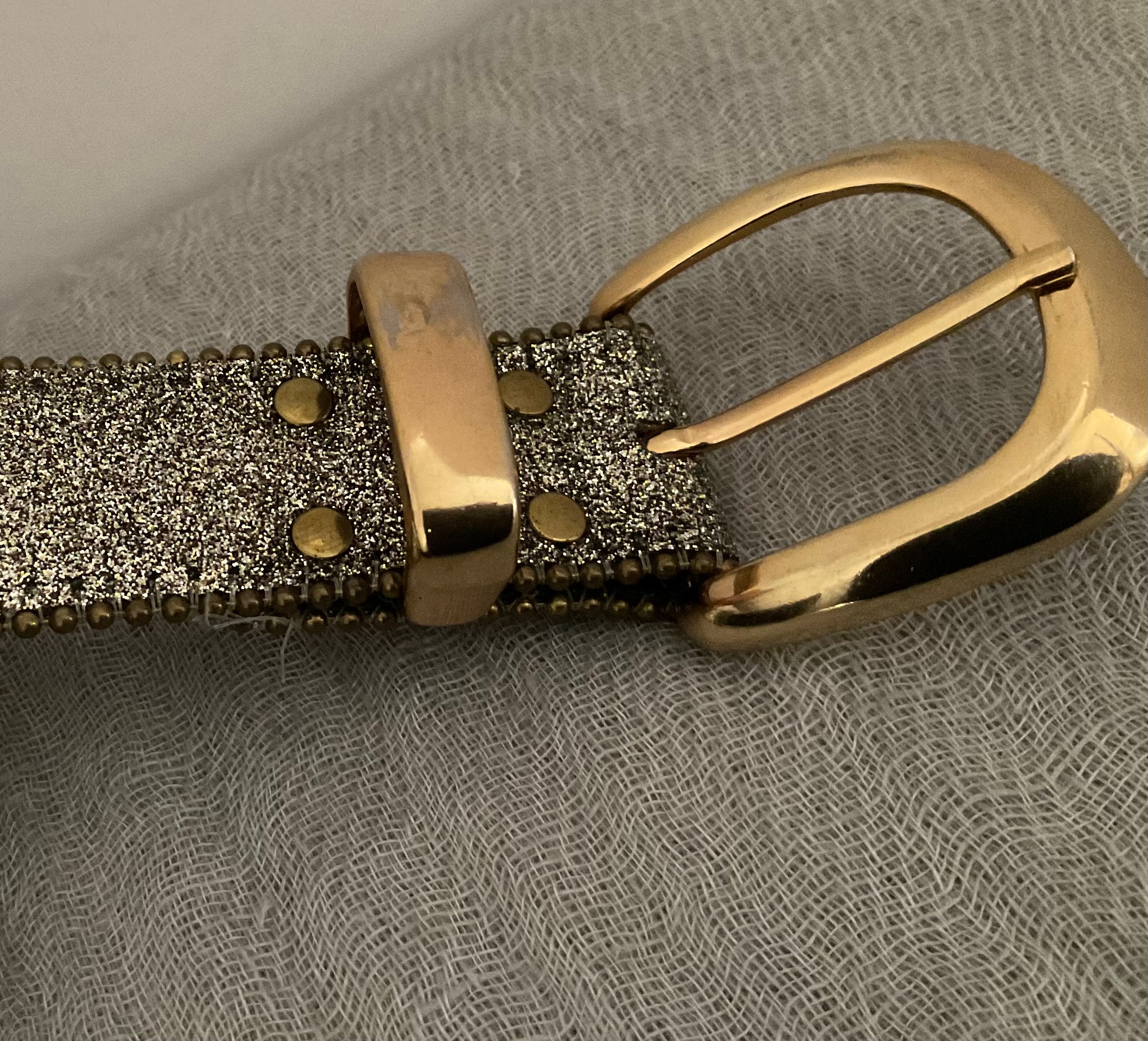 ELITE Accessories Silver Glitter Vintage Belt, Gold Buckle  display picture 1