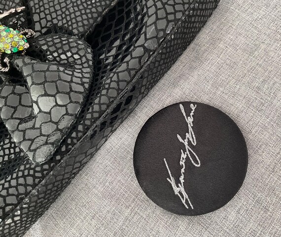Kenneth Jay Lane Black Suede Clutch, Snake Emboss… - image 4