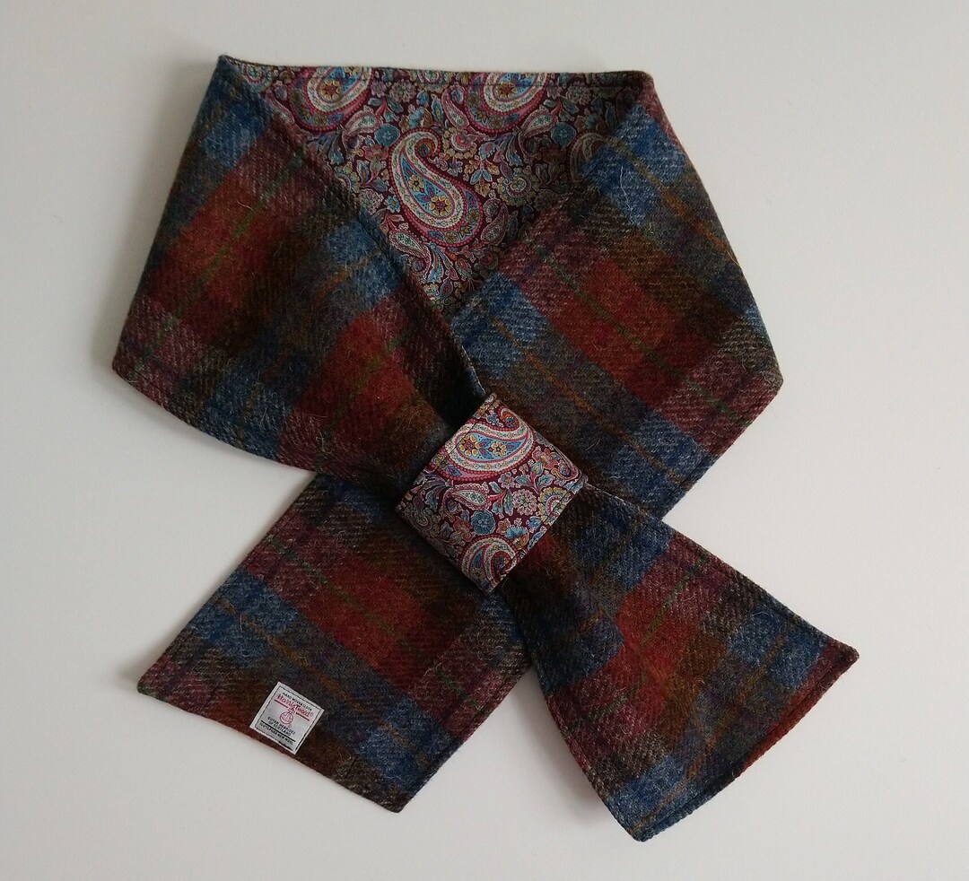 Harris Tweed Neck Warmer Lined With Liberty Art Fabric Etsy