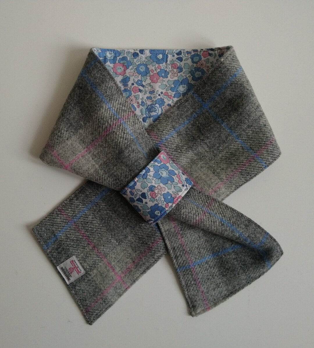 Harris Tweed Neck Warmer Lined With Liberty Art Fabric Etsy