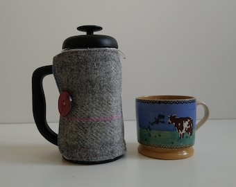 Kleiner Harris Tweed Cafetiere Bezug - Grau/Pink