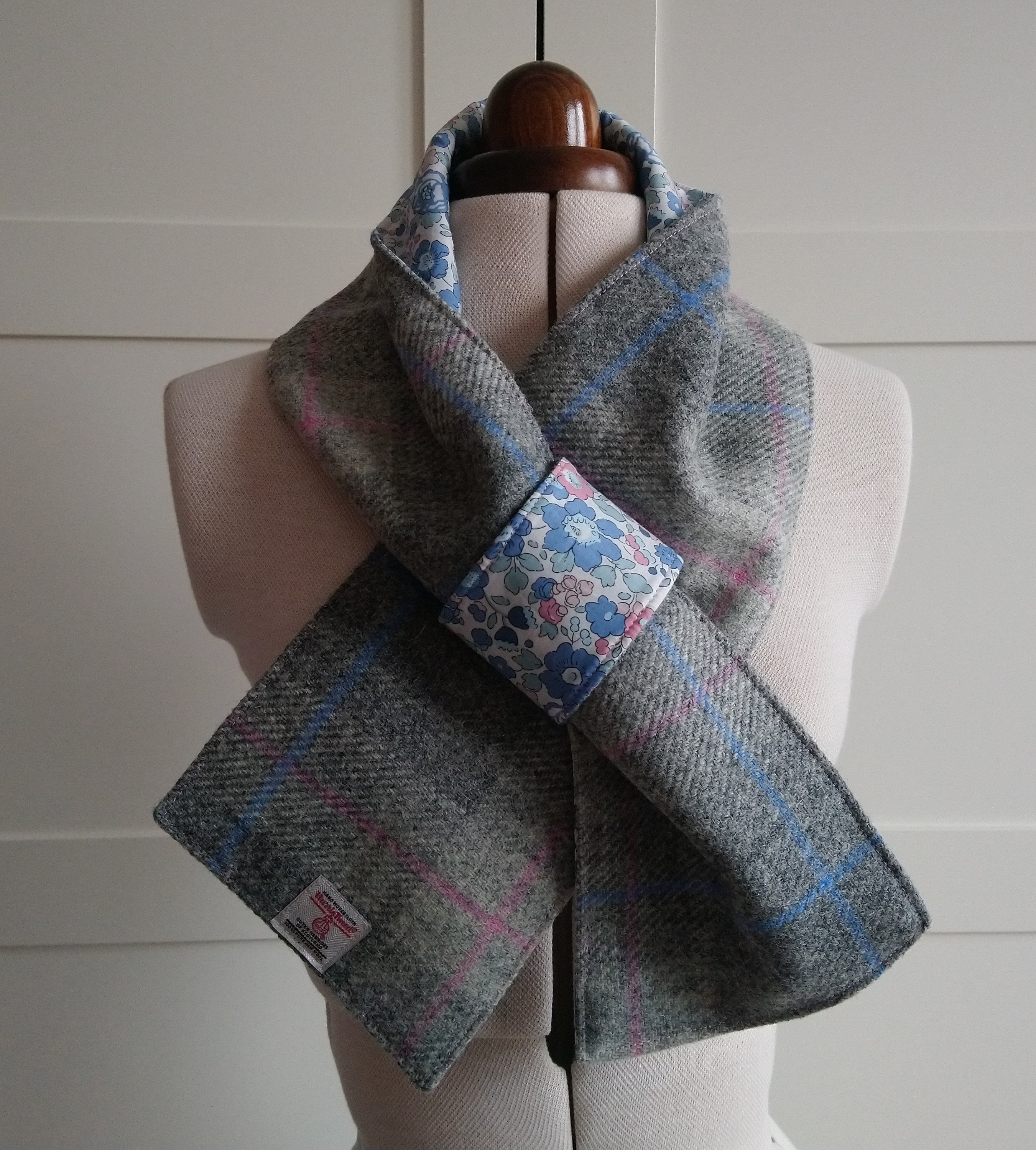 Harris Tweed Neck Warmer Lined With Liberty Art Fabric Etsy