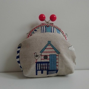 Linen Coin Purse in Seaside Design
