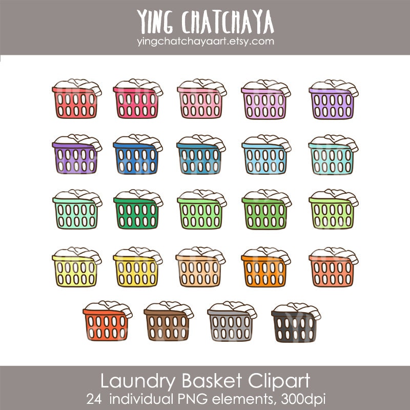 Laundry Basket Clipart laundry basket clip art basket | Etsy