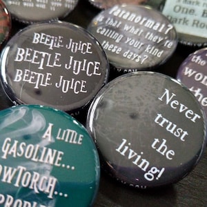 Complete set of 15 Beetlejuice magnets 1.25&quot; / 32mm fridge magnets
