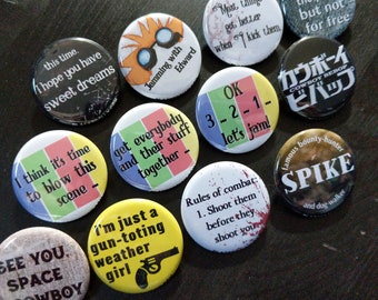 Complete set of 12 Cowboy Bebop magnets 1.25" / 32mm fridge magnets ~ See you, Space Cowboy