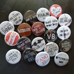 Complete set of 20 Fury Road magnets ON SALE - 1.25&quot; / 32mm fridge magnets: War Boys, Vuvalini, We Are Not Things