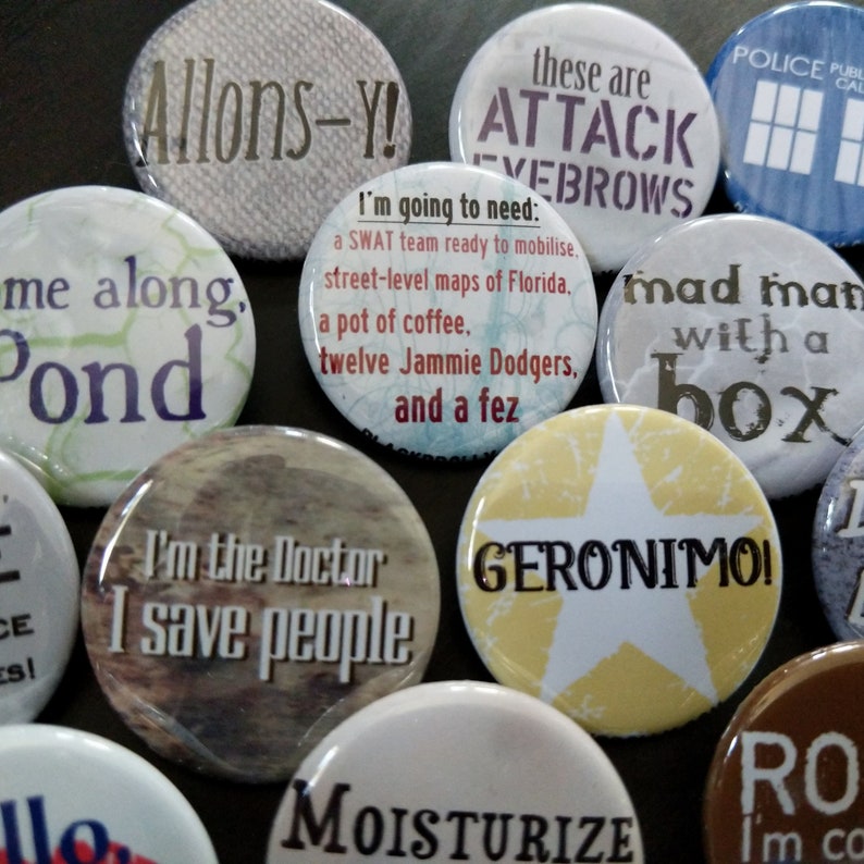 Doctor Who buttons 1.25 / 32mm pin back button/badge image 4