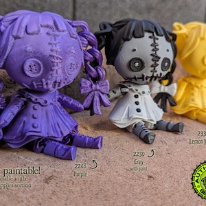 articulated creepy doll figurine, paintable & custom printed in your choice of 100+ colors including dual color, matte, rainbow + more!