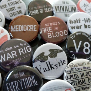 Fury Road buttons 1.25 / 32mm pin back badges: We Are Not Things, War Boys, Vuvalini image 7