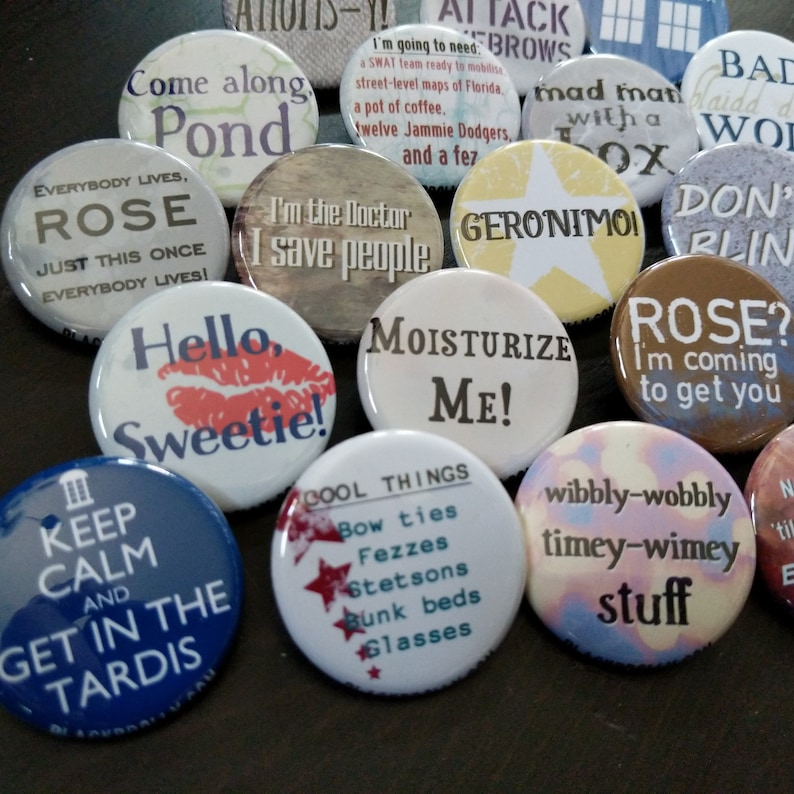 Doctor Who buttons 1.25 / 32mm pin back button/badge image 5