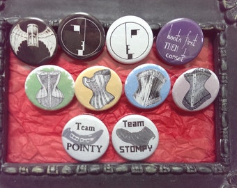 Goth / industrial buttons 1.25" / 32mm pin back badges
