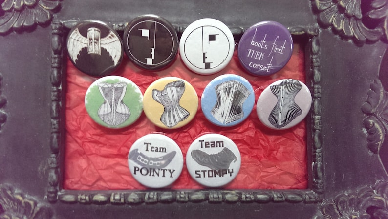 Goth / industrial buttons 1.25 / 32mm pin back badges image 1