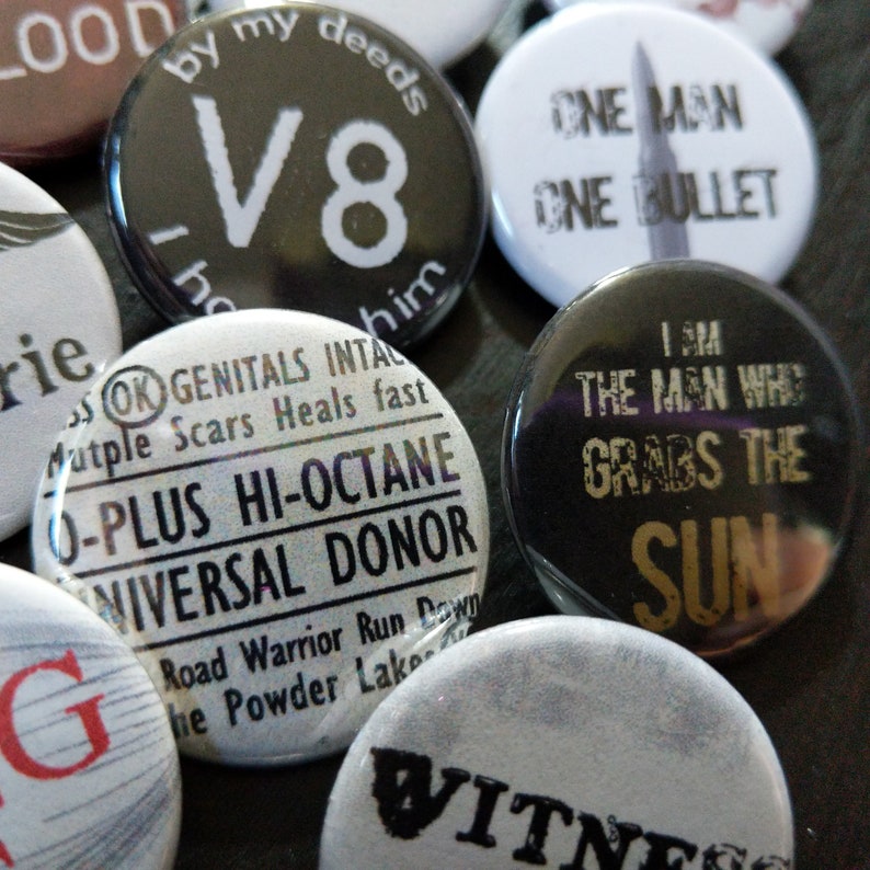 Fury Road buttons 1.25 / 32mm pin back badges: We Are Not Things, War Boys, Vuvalini image 4