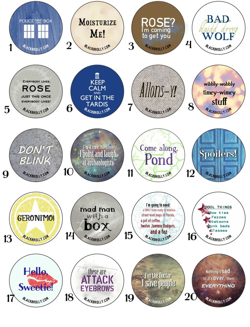 Doctor Who buttons 1.25 / 32mm pin back button/badge image 9