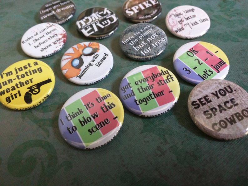 Complete set of 12 Cowboy Bebop buttons ON SALE 1.25 32mm pinback buttonbadge