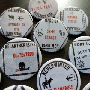 Forgotten Realms passport stamp buttons 1.25 / 32mm pin back button/badge Dungeons & Dragons image 3