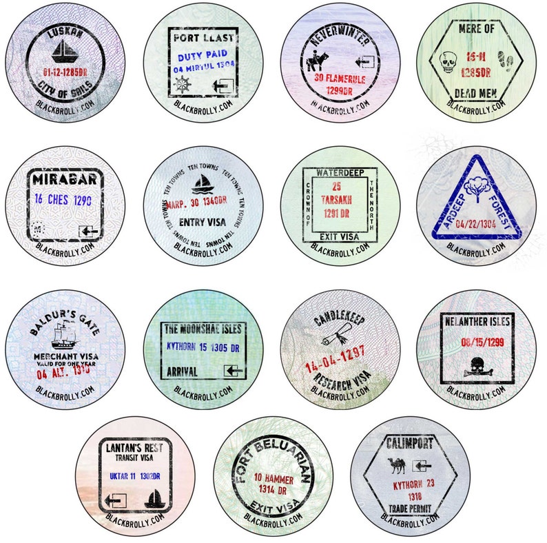 Forgotten Realms passport stamp buttons 1.25 / 32mm pin back button/badge Dungeons & Dragons image 9