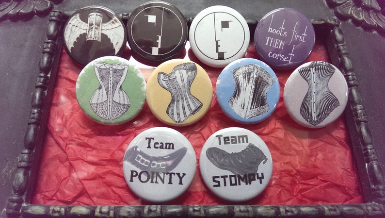 Goth / industrial buttons 1.25 / 32mm pin back badges image 2