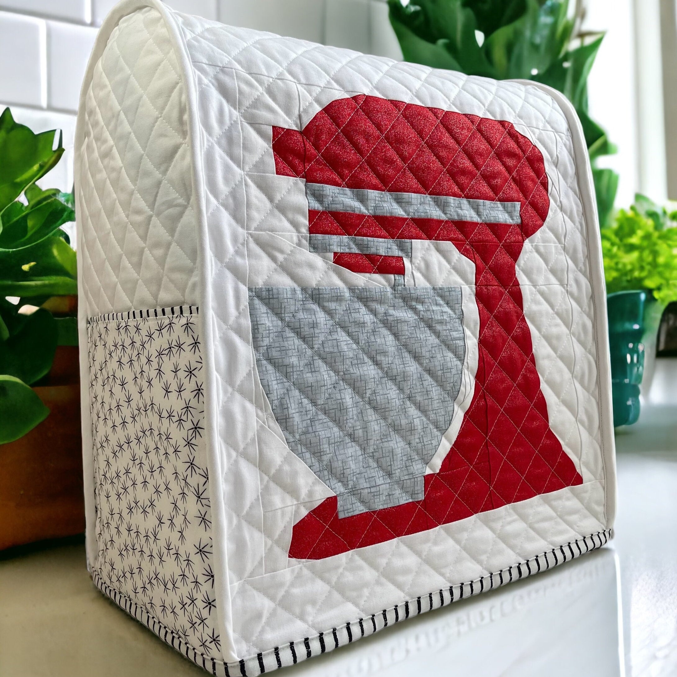 Quilted Embroidered Kitchen Aid Artisan Stand Mixer Cover tilt